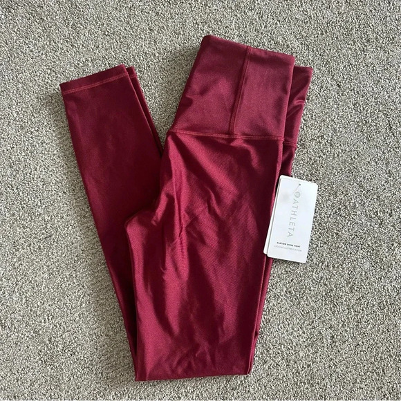 NWT Athleta Elation Shine Tight Red Shinmer Leggings Size Small - Picture 6 of 10